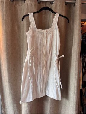 Spell Jolene Antique White Lace-Trim Mini Dress